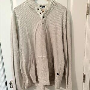 Gray Striped Hooded Long Sleeve Shirt